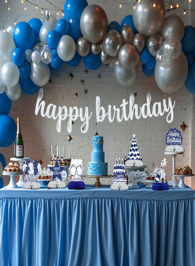 Celee Blue and Silver Birthday Decorations - 12Pcs Navy Blue and Silver Honeycomb Centerpieces for Table, Elegant Blue Silver Party Decor for Boys, Men or Adult Birthday Celebration - Image 5